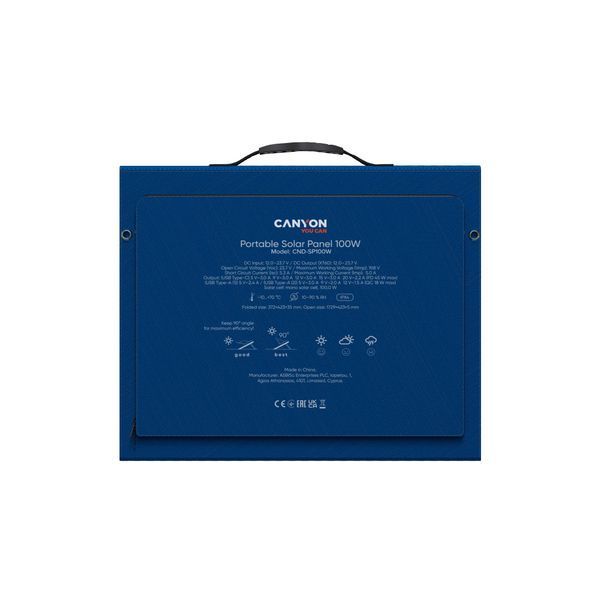 Зарядний пристрій на сонячній батареї Canyon SP-100 100W (CND-SP100W) 640838ua фото