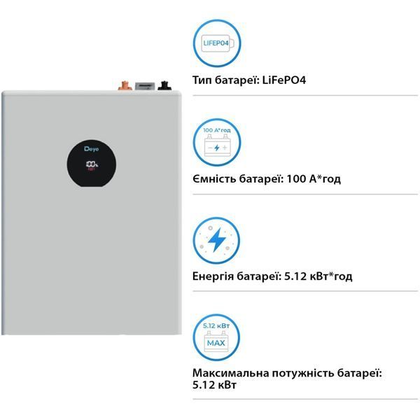 Внешняя батарея для ИБП/инвертора Deye SE-F5 Pro 640848ua фото