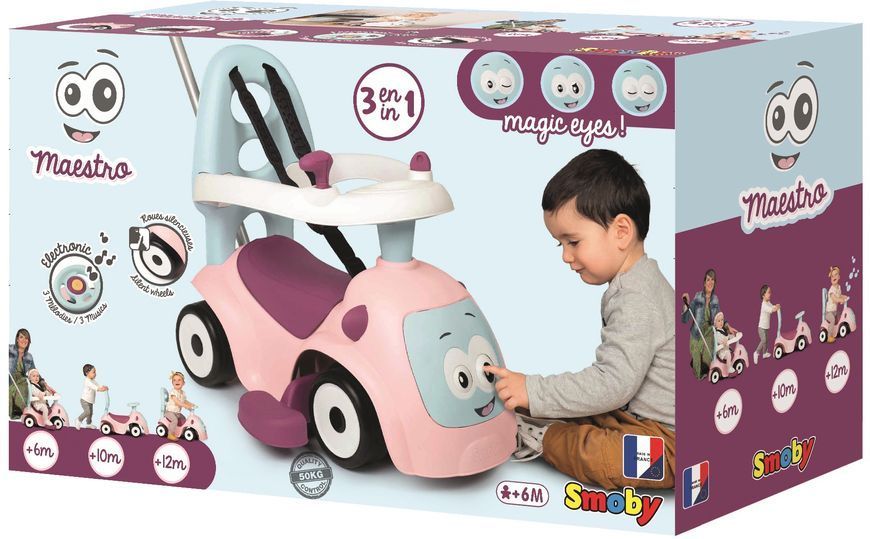 Каталка с родительской ручкой Smoby Pink (720305) 643967 фото
