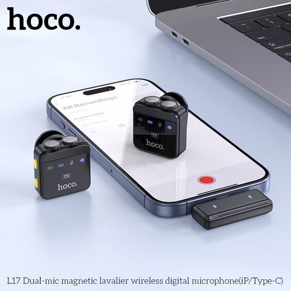 Мікрофонна радіосистема для сматрфону Hoco L17 Dual-mic magnetic 627209ua фото
