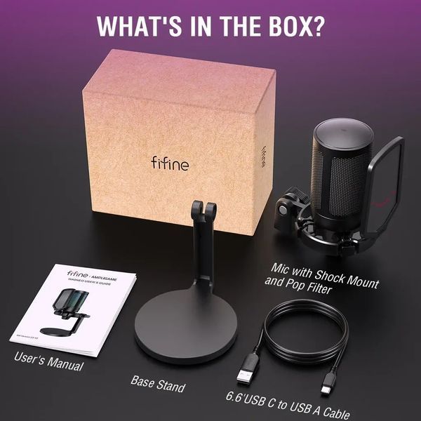 Микрофон для ПК/ для стриминга, подкастов Fifine Ampligame A6 RGB 568729 фото