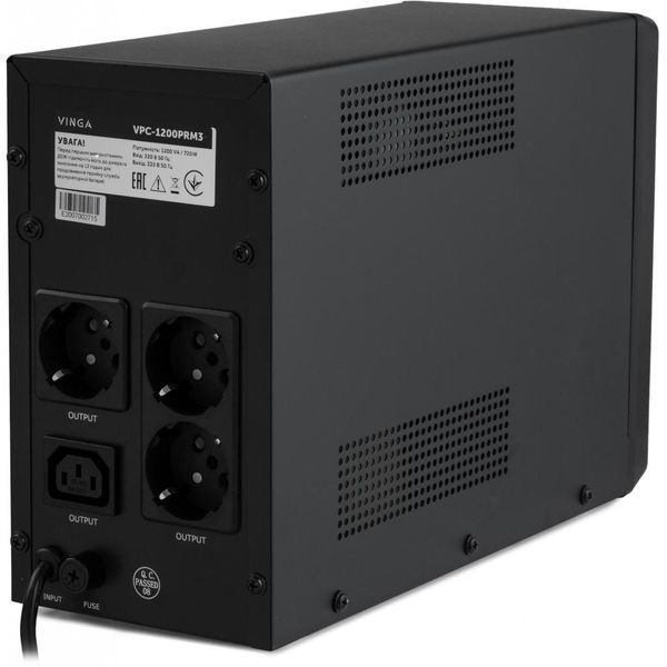 Линейно-интерактивный ИБП Vinga LED 1200VA (VPC-1200PRM3) 641055ua фото