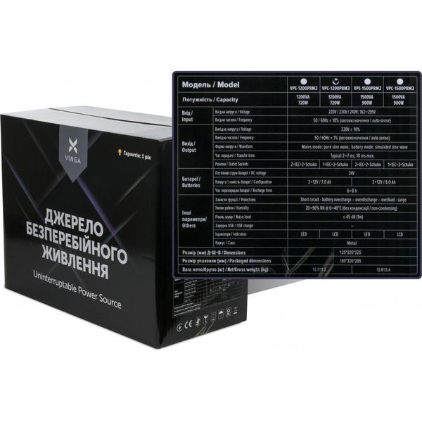 Линейно-интерактивный ИБП Vinga LED 1200VA (VPC-1200PRM3) 641055ua фото