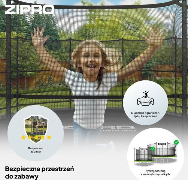 Батут Zipro Jump Pro 8 FT Green с внутренней сеткой 554943 фото