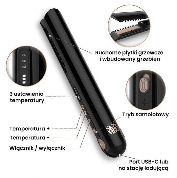 Стайлер (выпрямитель) SkinVibe Luna MiniWireless Black (SV-003BK) 617723 фото