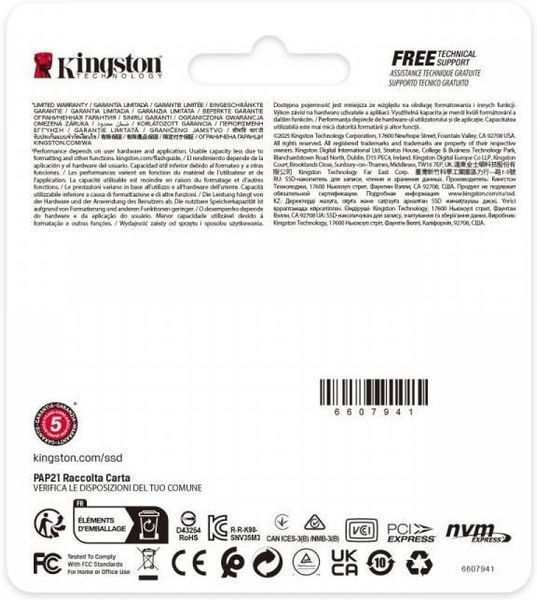 SSD накопитель Kingston NV3 2 TB (SNV3SM3/2T0) 600666ua фото