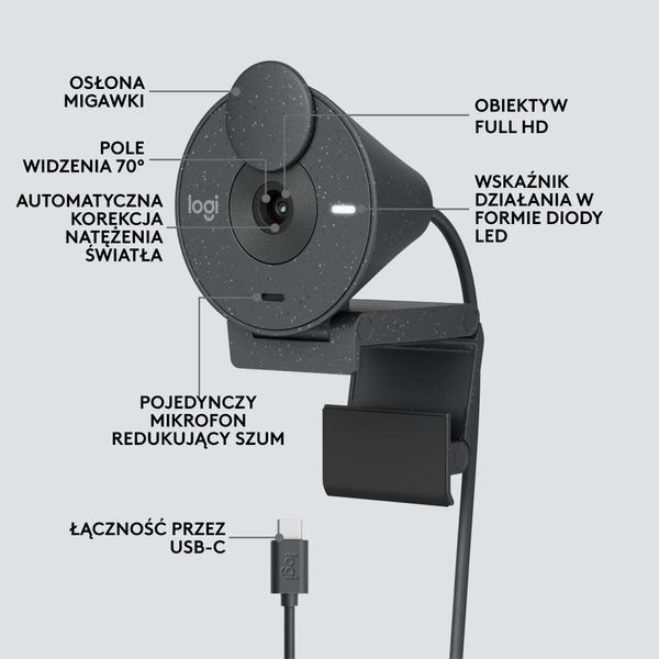 Веб-камера Logitech Brio 300 FHD Graphite (960-001436) 462865 фото