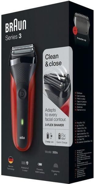 Електробритва чоловіча Braun Series 3 300s Red 312486 фото