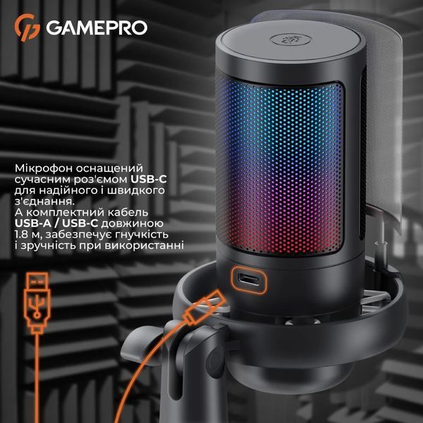 Мікрофон для ПК/ для стрімінгу, подкастів GamePro UGM105B Black 578886ua фото