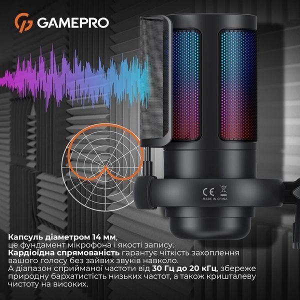 Мікрофон для ПК/ для стрімінгу, подкастів GamePro UGM105B Black 578886ua фото