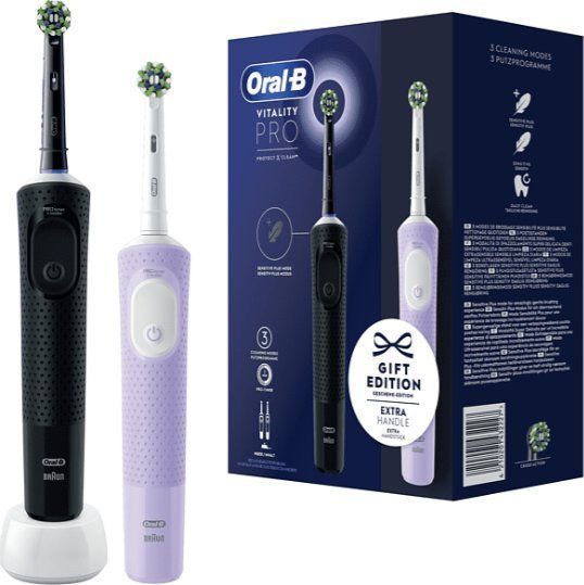 Набір із 2-х електричних зубних щіток Oral-B Vitality Pro D103 Duo Black/Purple 557847 фото