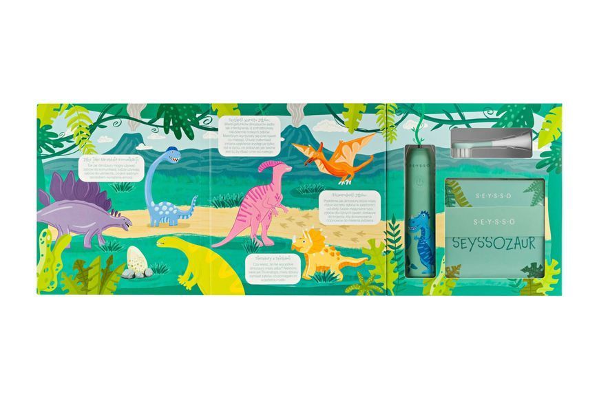 Электрическая зубная щетка Seysso Dinosaur Green/Blue 616515 фото