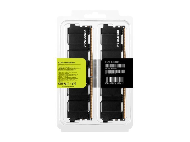 Пам'ять для настільних комп'ютерів Prologix 16 GB (2x16GB) DDR4 3600 MHz Black (PRO32GB3600B4K) 579676ua фото