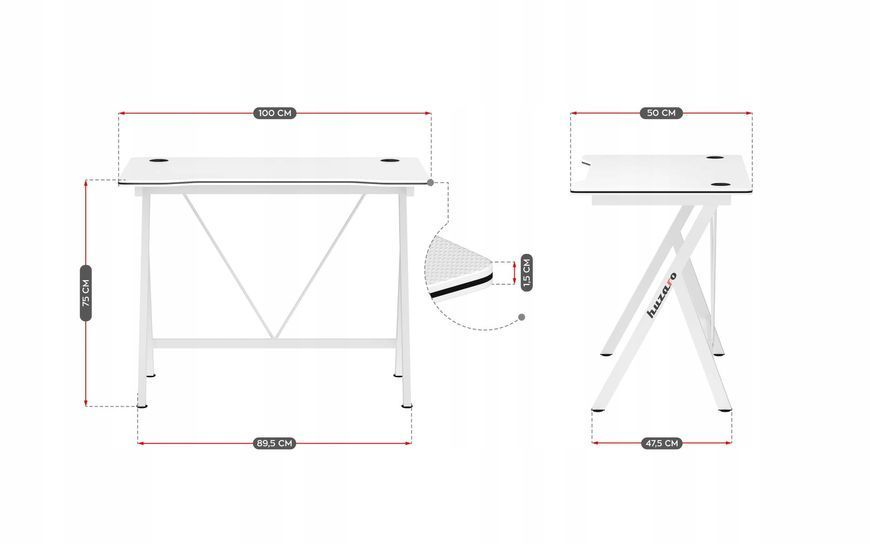 Геймерський ігровий стіл Huzaro Hero 1.4 White 514378 фото