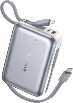 Зовнішній акумулятор (павербанк) Awei C03 20000mAh 45W Silver 650214 фото