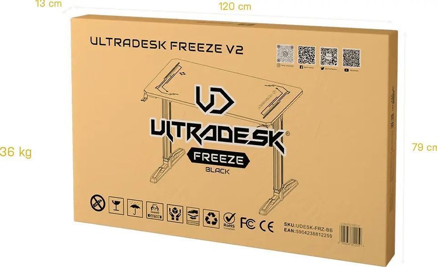 Геймерський ігровий стіл Ultradesk Freeze V2 Black 568049 фото