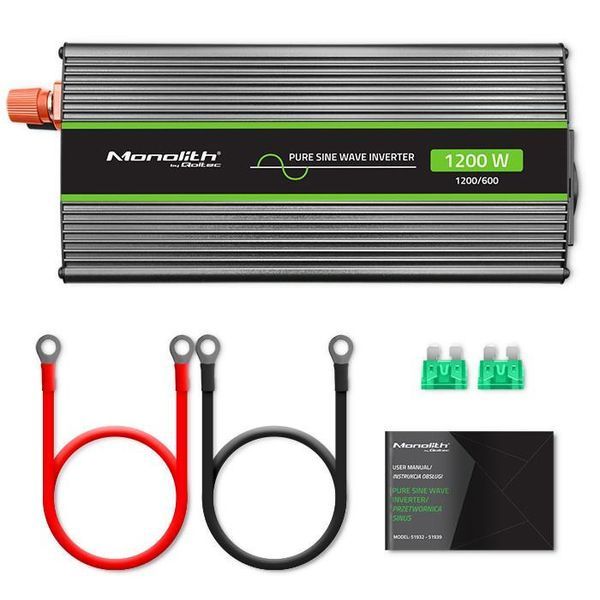 Преобразователь (инвертор) Qoltec 24V 230V 600W/1200W (51937) 476875 фото