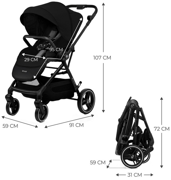 Прогулянкова коляска KinderKraft 2в1 Yoxi Pure Black 643799 фото